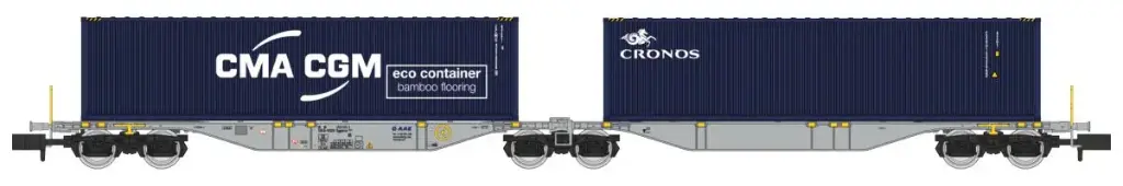 REE : Wagon Sggmrss 90 AEE 2 conteneurs 40' CGM Eco container + Cronos 
