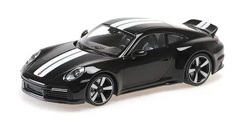 Minichamps : Porsche 992 Sport Classic 2022 Noir avec Stripe [1/18]