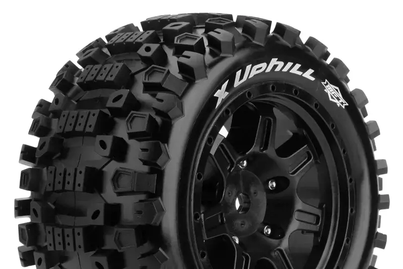 [LRC L-T3297B] Louise RC : Roues MFT - X-UPHILL - Tire Set for X-Maxx - Mounted - Sport - Black Wheels - Hex 24mm