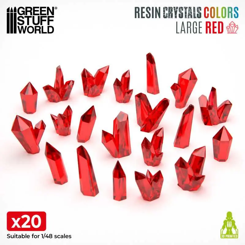 Green Stuff : Cristaux de Résine Rouge - Grands (20pcs)