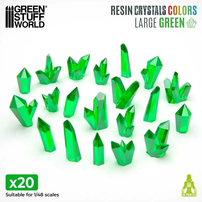 Green Stuff : Cristaux de Résine Vert - Grands (20pcs)