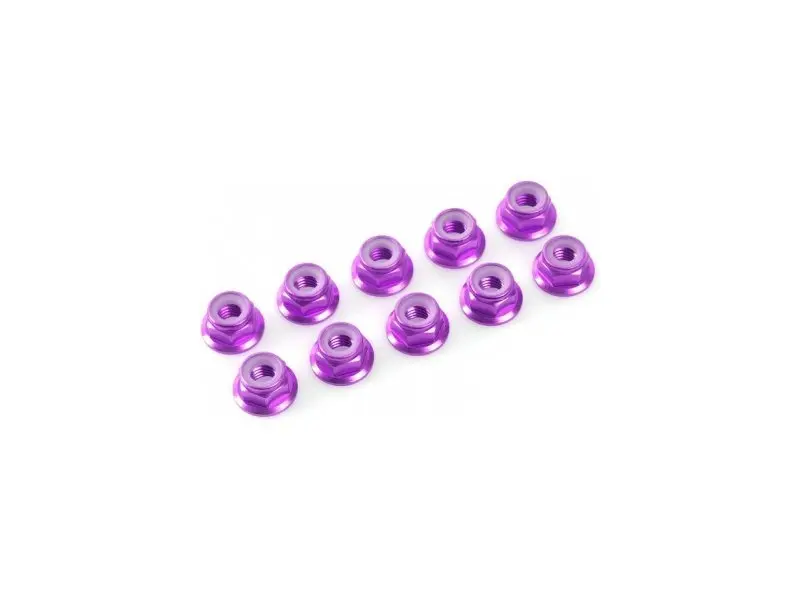 [RTEC GF-0401-042] Revtec : Aluminium Nylstop Nut M4 Flanged - Purple (10pcs)Revtec : Aluminium Nylstop Nut M4 Flanged - Purple (10pcs)