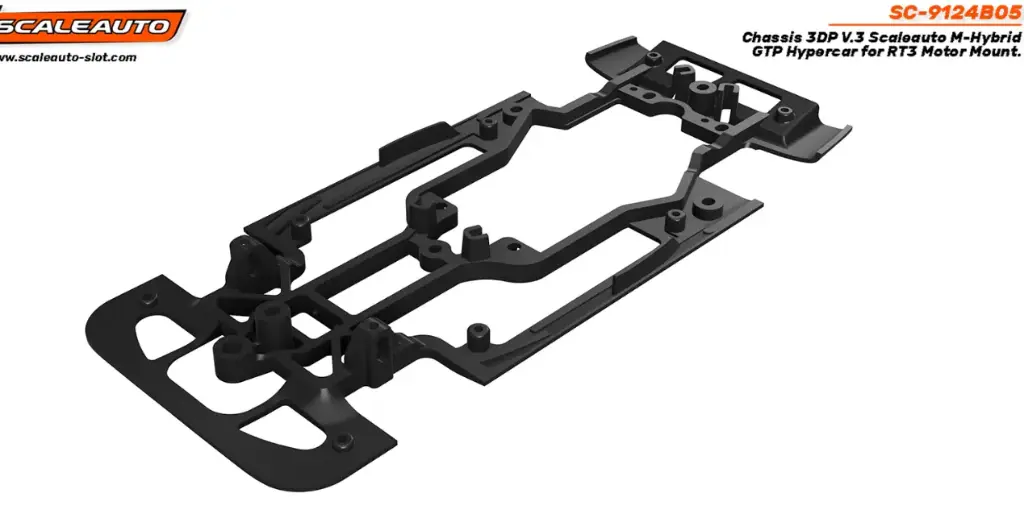 Scaleauto : Chassis 3DP V.3 Scaleauto M-Hybrid GTP Hypercar for RT3 Motor Mount.