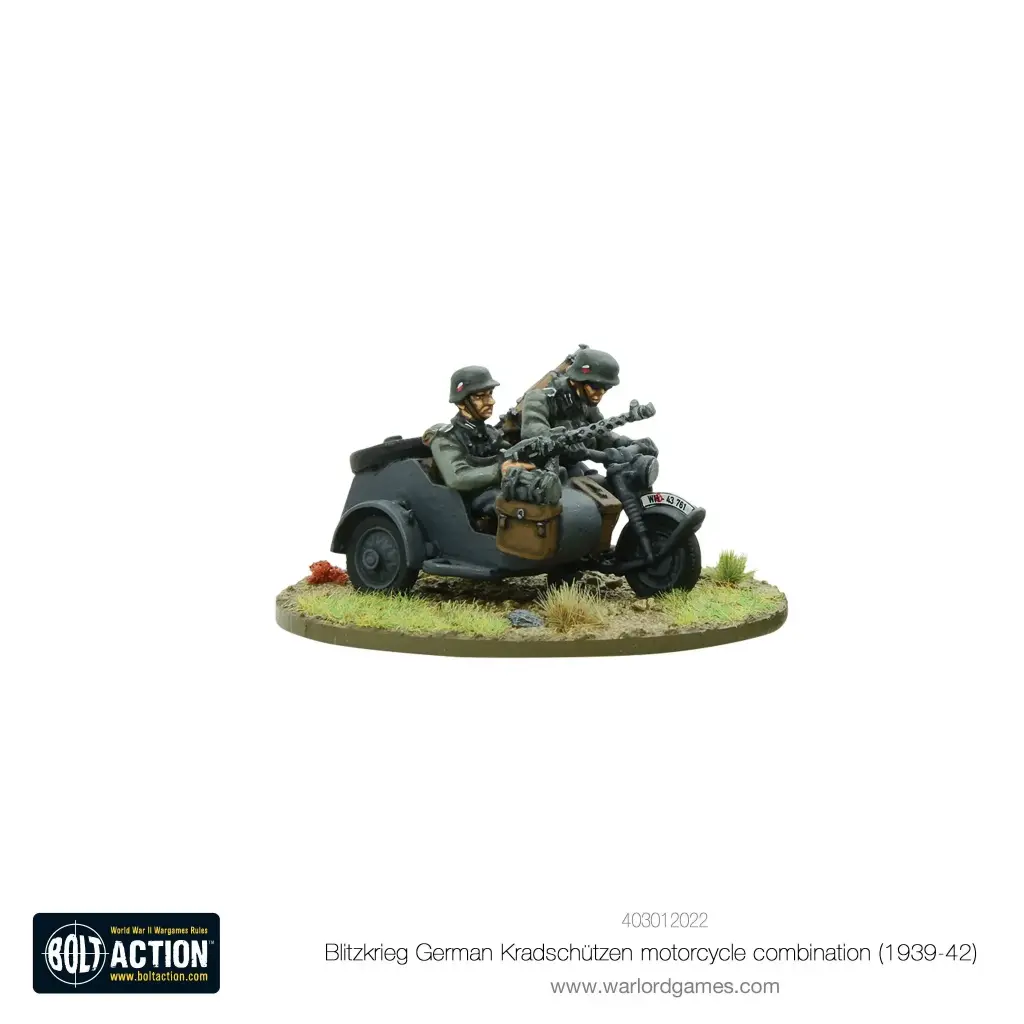 [WLG 403012002] Bolt Action : Blitzkrieg German Kradschutzen Motorcycle Combination (1939-42) │ Early