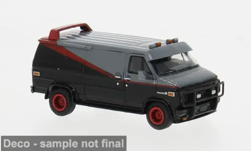 Brekina / GMC Vandura, schwarz/rot, 1983, 1:87