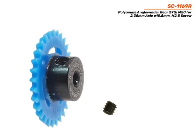 Scaleauto : Couronne Polyamide Anglewinder Gear 27th M50 for 2.38mm axle dial 15.8mm. M2,5 Screw.