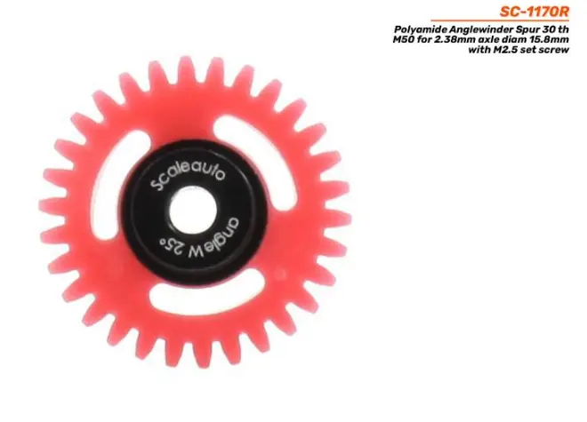 Scaleauto : Couronne Polyamide Anglewinder Spur 30 th M50 for 2.38mm axle diam 15.8mm with M2.5 set screw