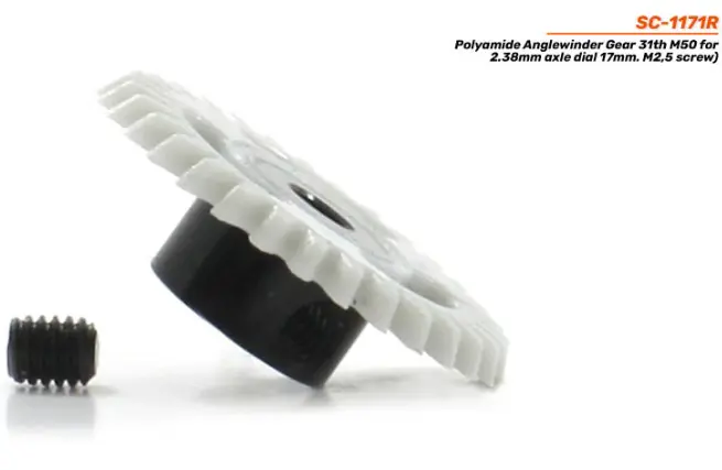 Scaleauto : Couronne Polyamide Anglewinder Gear 31th M50 for 2.38mm axle dial 17mm. M2,5 screw