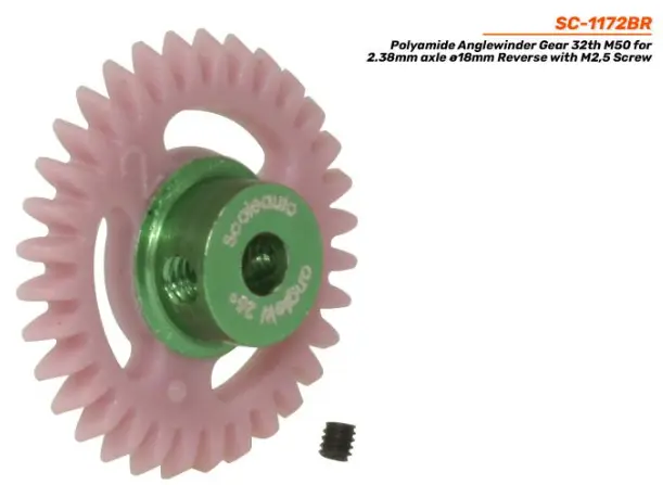 [SCT SC-1172BR] Scaleauto : Couronne Polyamide Anglewinder Gear 32th M50 for 2.38mm axle ø17mm Reverse with M2,5 Screw