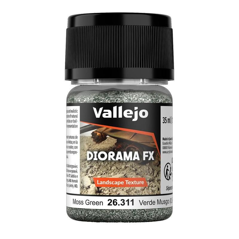 Vallejo : AV Diorama FX 35ml - Landscape Textures Moss Green 0.5-2mm