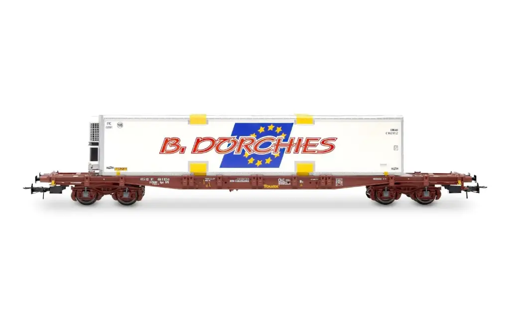 JoueF : TOUAX Wagon porte-conteneurs à 4 essieux S70, avec caisse mobile « B. Dorchies »