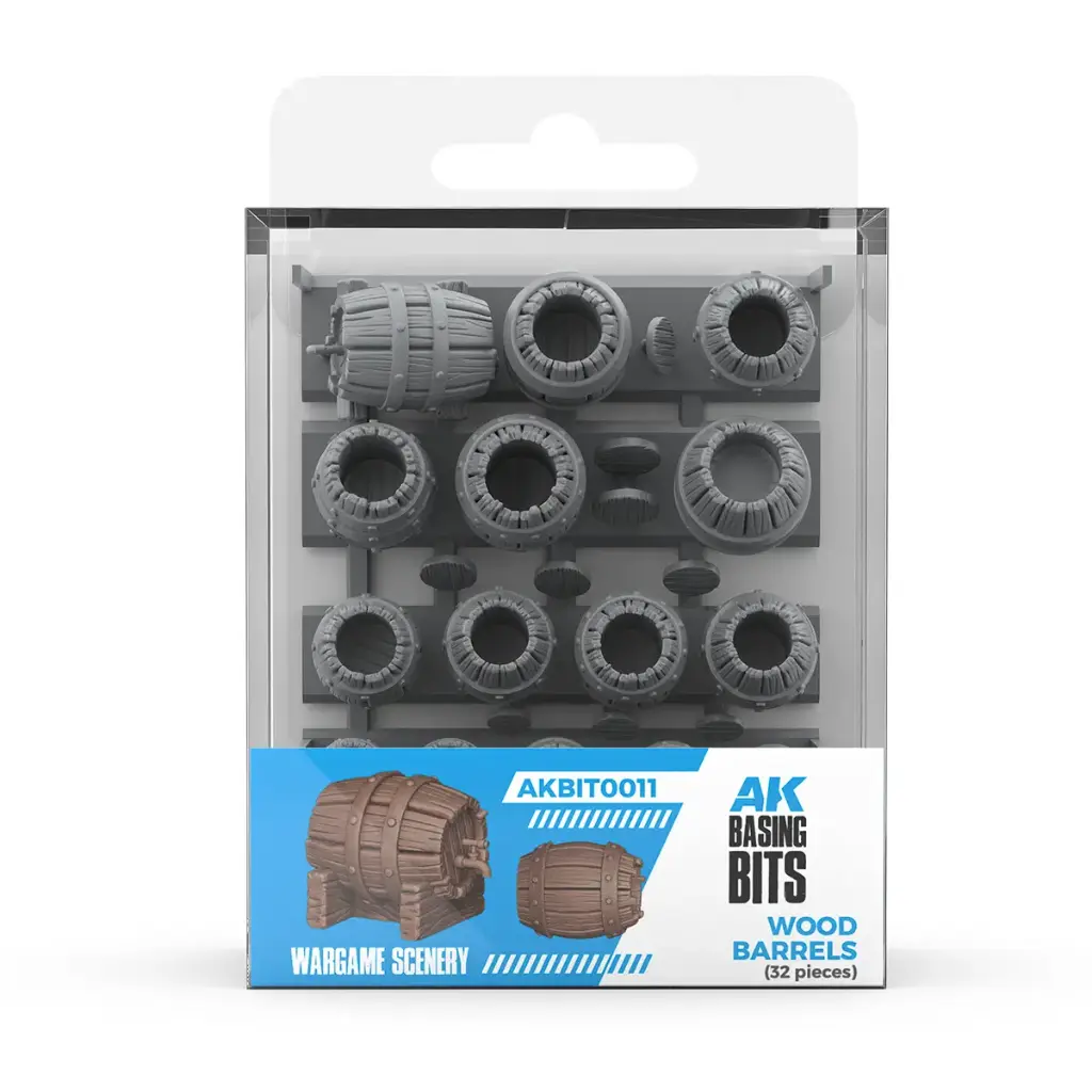 [AK AKBIT0011] AK Interactive: Wood Barrels - AK Basing Bits Resin Accessoires (32 st.) │ Ref. AKBIT0011