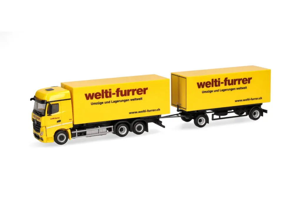 Herpa : Mercedes-Benz Actros Bigspace Wechselkoffer-Hängerzug "Welti-Furrer"