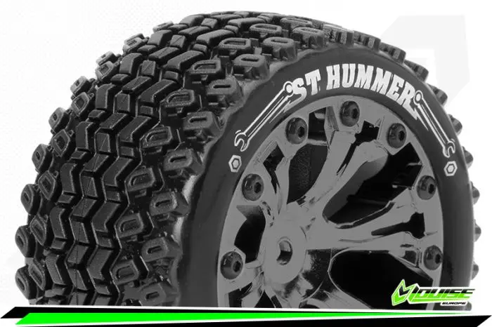 Louise RC : Pneu ST Hummer MFT collé sur Jante 2.8 Noir Bead-Lock - HEX 12mm 0-Offset │ 4WD [Front/Rear]