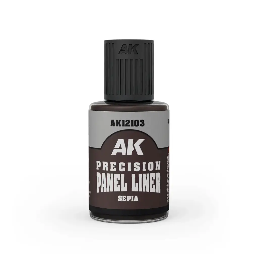[AK AK12103] AK Interactive: Sepia Precision Panel Liner - Emaille Sepia Wash (30ml) │ Ref. AK12103