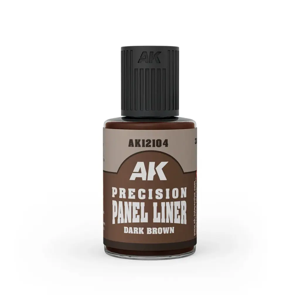 [AK AK12104] AK Interactive: Dark Brown Precision Panel Liner - Enamel Wash (30ml) │ Ref. AK12104
