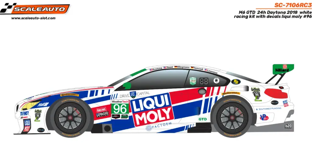 Scaleauto : BMW M6 GTD - Chassis rc3 White racing Kit avec Decals 