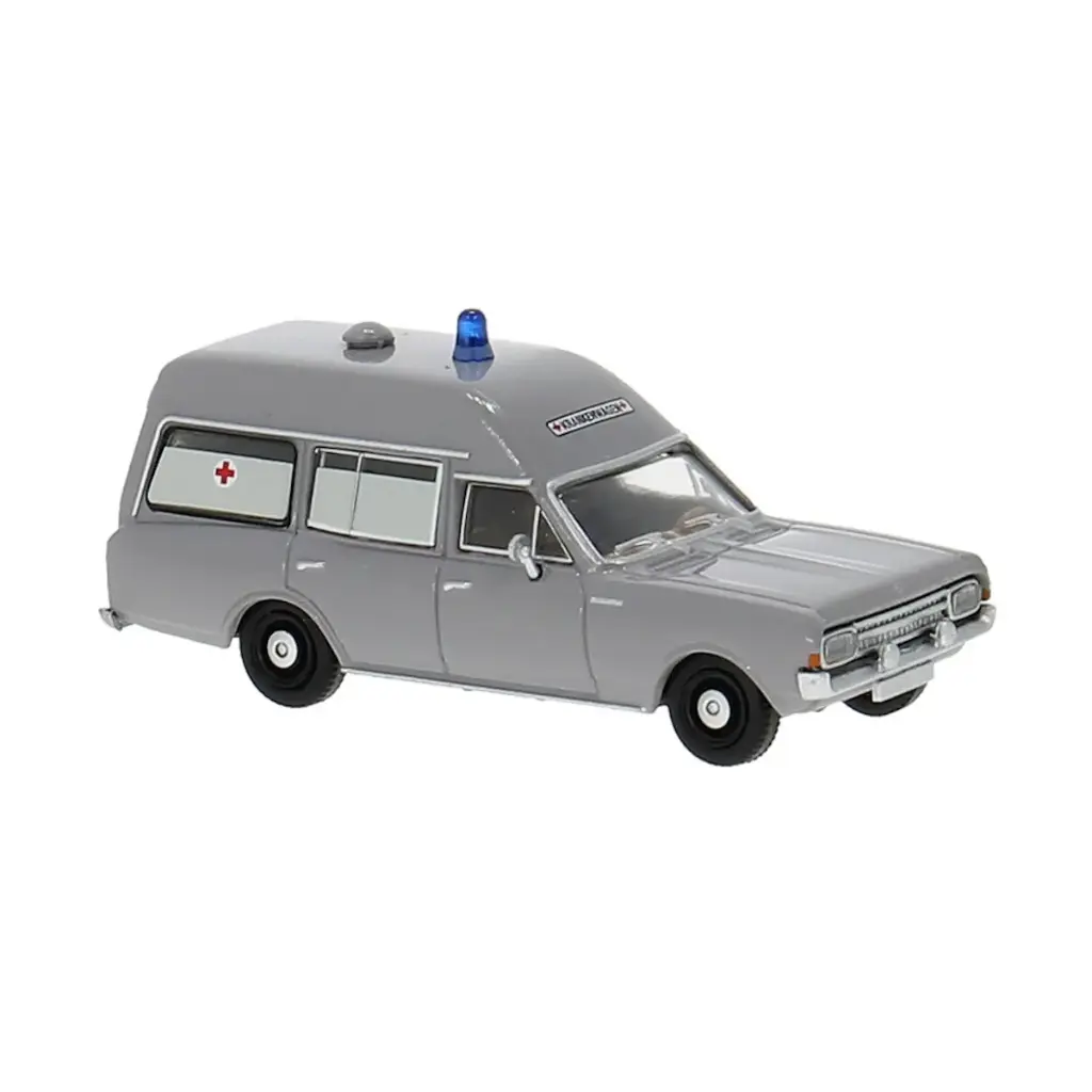Brekina : Opel Rekord C KTW Ambulance │ Gris 
