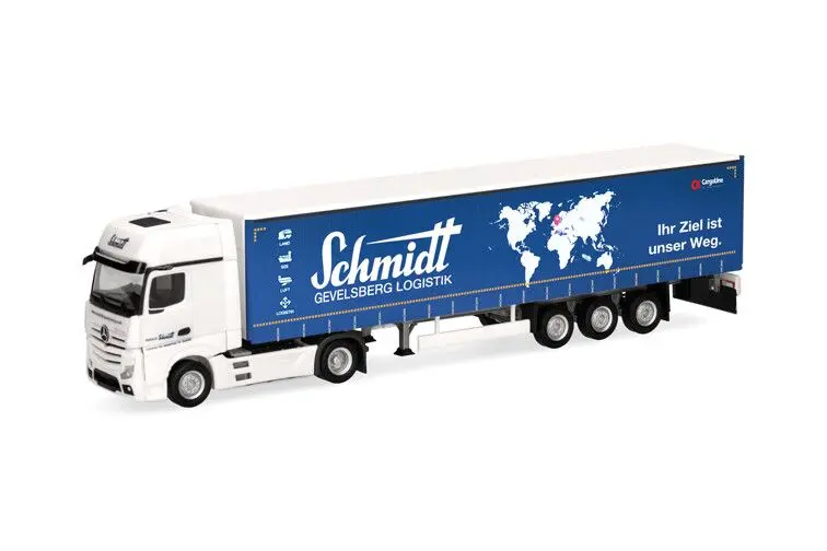 Herpa : Mercedes Benz Actros L G. gordijntrailer Schmidt Gevelsberg