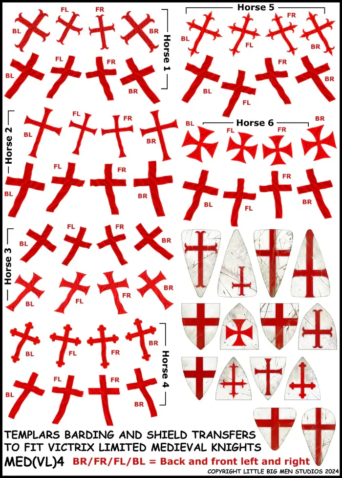 [LBM MED(VL)4] LITTLE BIG MEN Studios : Templars Barding and Shield Transfers 