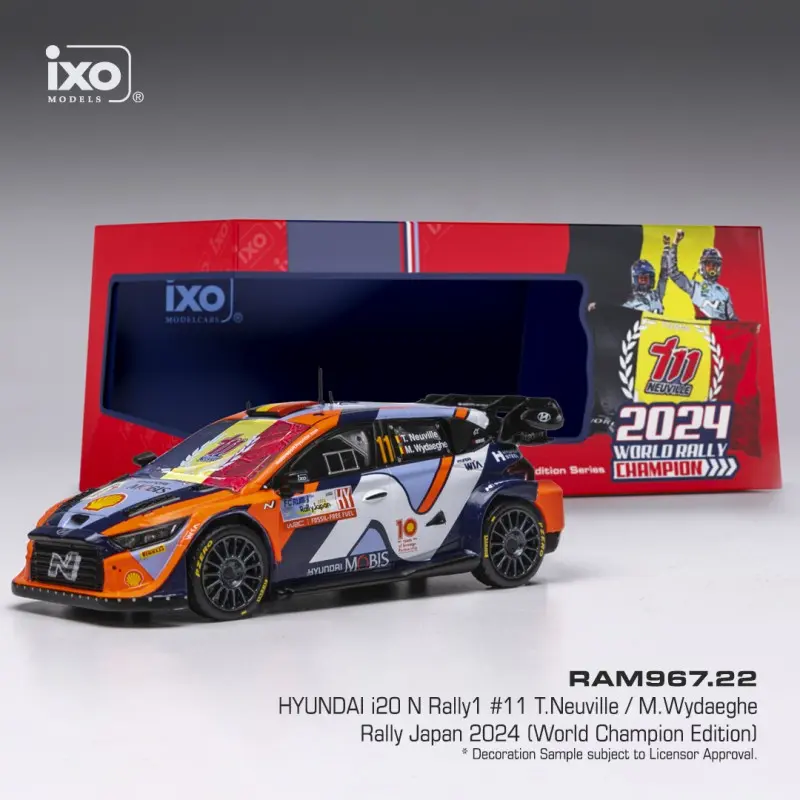 Ixo Models : Hyundai I20 N Rally1 │ No.11 Rallye du Japon 2024 WRC World Champion Thierry Neuville - Martijn Wydaeghe 1:43