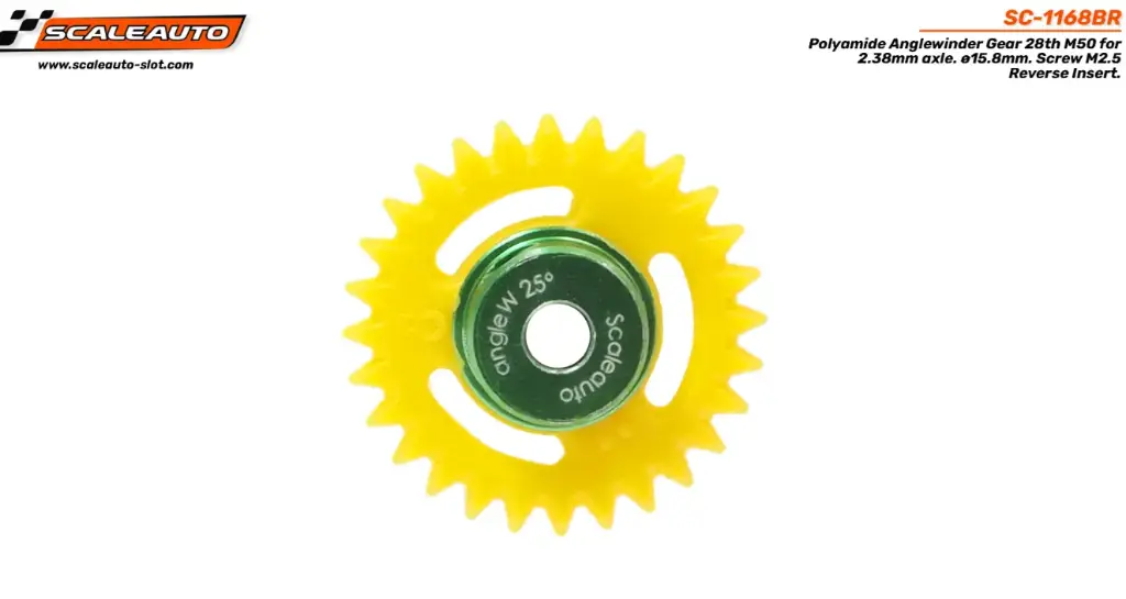 [SCT SC-1168BR] Scaleauto : Couronne Anglewinder 28 Dents 2.38mm 15.8mm Dia 