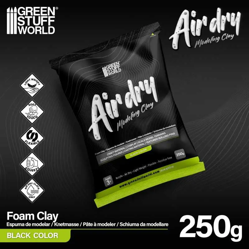 [GSW 5716] Green Stuff World: Zwarte Foam Clay (250g) │ Lichtgewicht Luchtdrogende Schuimklei