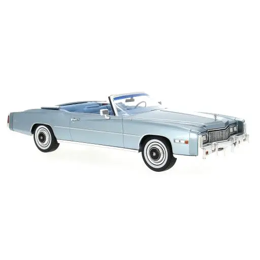 Model Car : Cadillac Eldorado Convertible Bleu metal  capote Blanche.  [1/18]