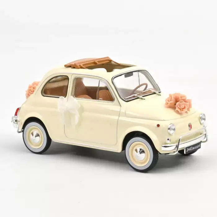 Norev : Fiat 500 L 1968 Blanc Ivoire cadeau de mariage [1/18]