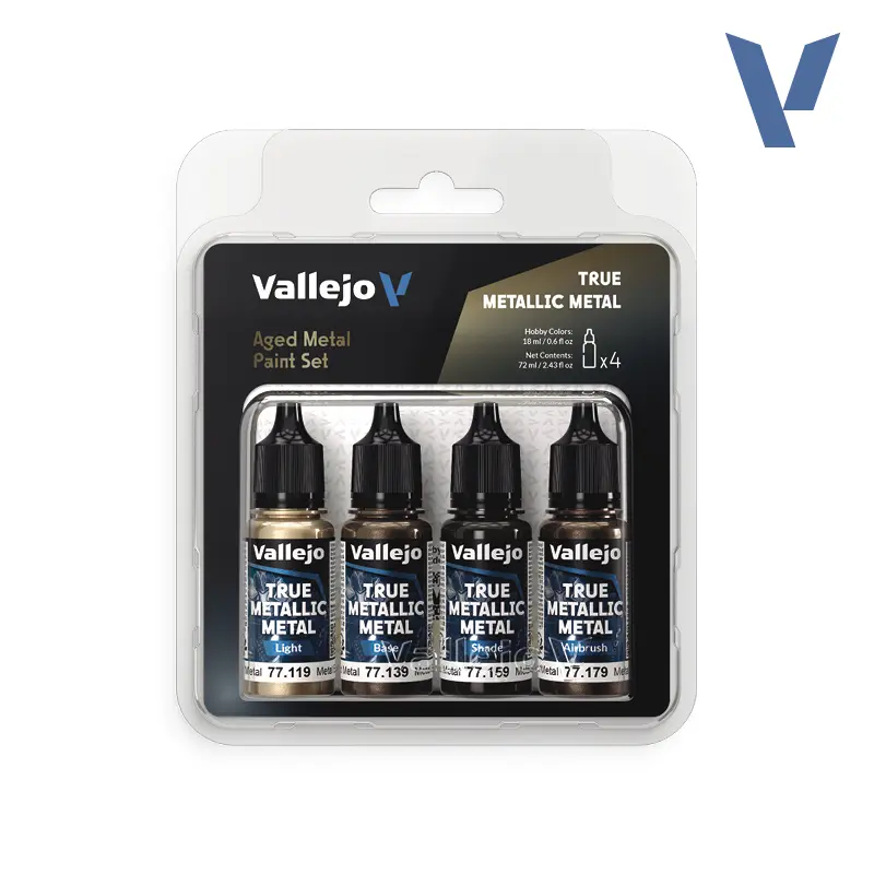 [VAL 77.258] Vallejo : Aged Metal Paint Set  │ True Metallic Metal 