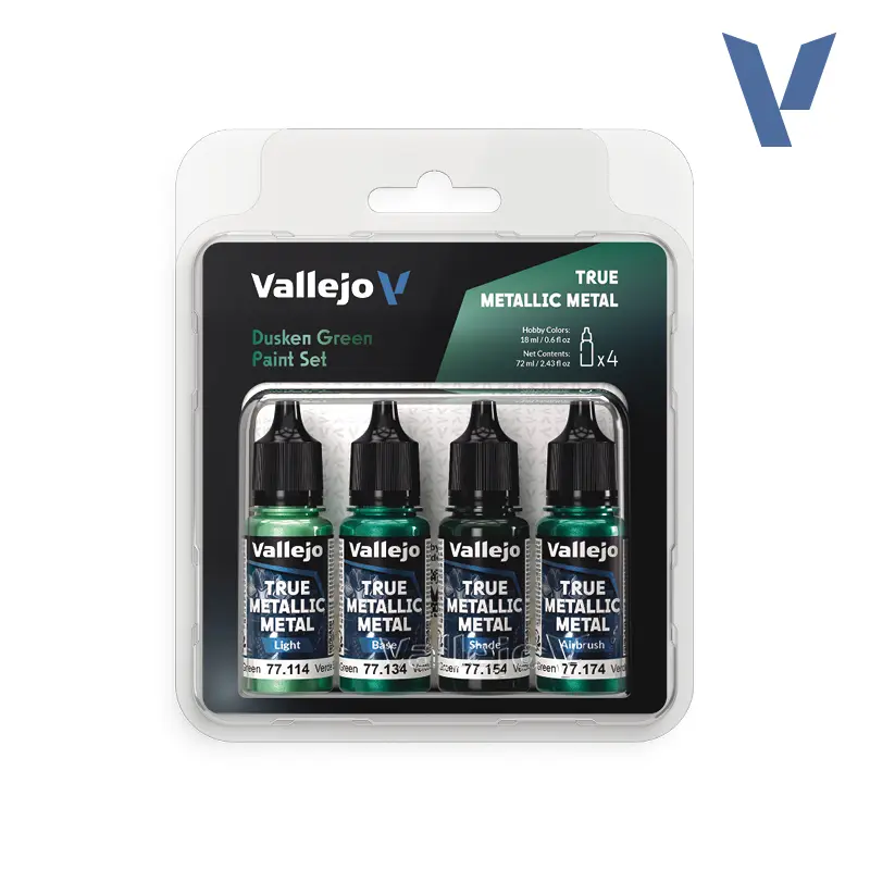 [VAL 77.257] Vallejo : Dusken Green Paint Set (4pcs) │ True Metallic Metal