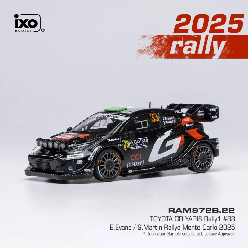 [IXM RAM972B] Ixo Models : Toyota Yaris GR Hybrid Rally1 │ No.33 2nd Rallye Monte Carlo 2025 Elfyn Evans - Scott Martin [1/43]