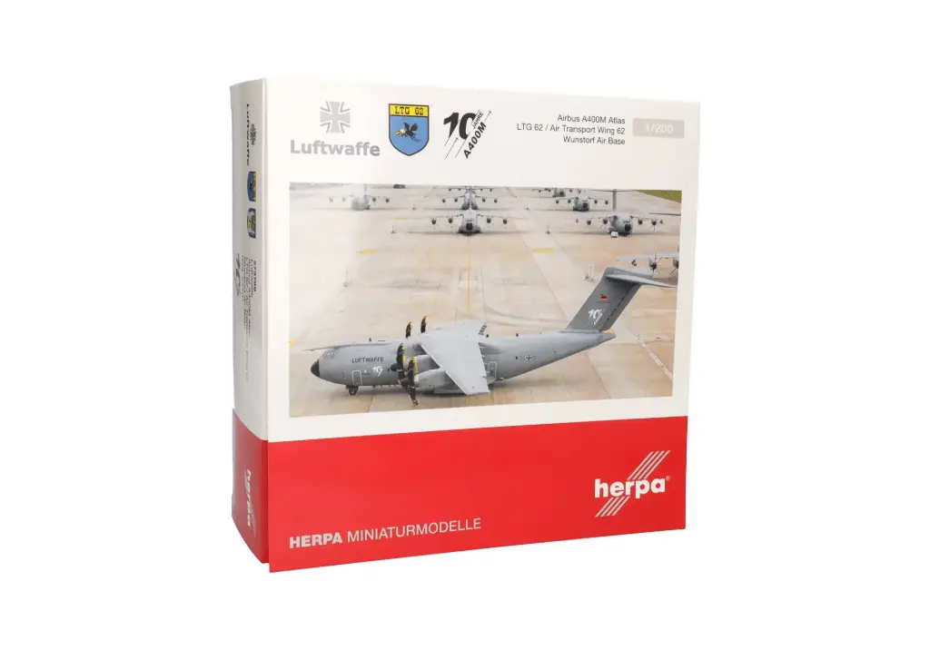 [HER 573788] Herpa : Luftwaffe Airbus A400M Atlas │ LTG62 / Air Transport Wing 62, Wunstorf "10 Jahre A400M" 