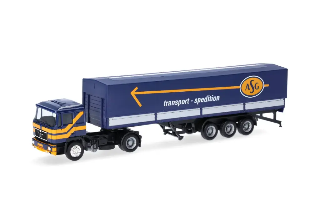 Herpa : MAN F90 canvas semitrailer truck "ASG" (Schweden) 