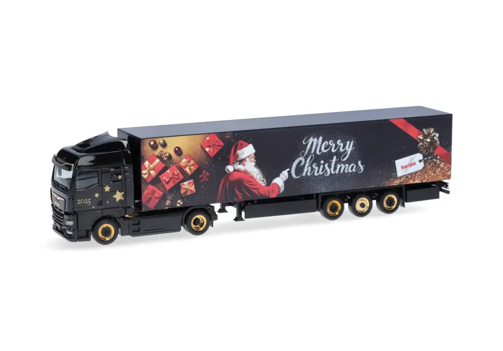 Herpa : MAN eTGX GM box semitrailer truck "Herpa Christmas Model 2025" 