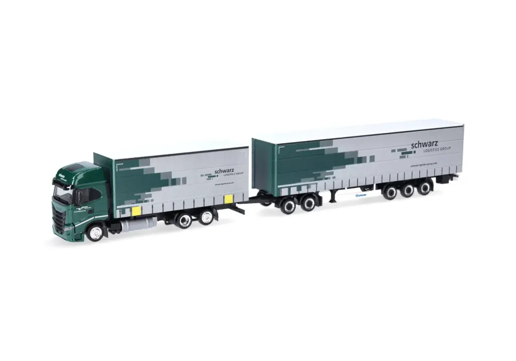 Herpa : Iveco S-Way curtain canvas trailer truck (long truck) "Spedition schwarz" 