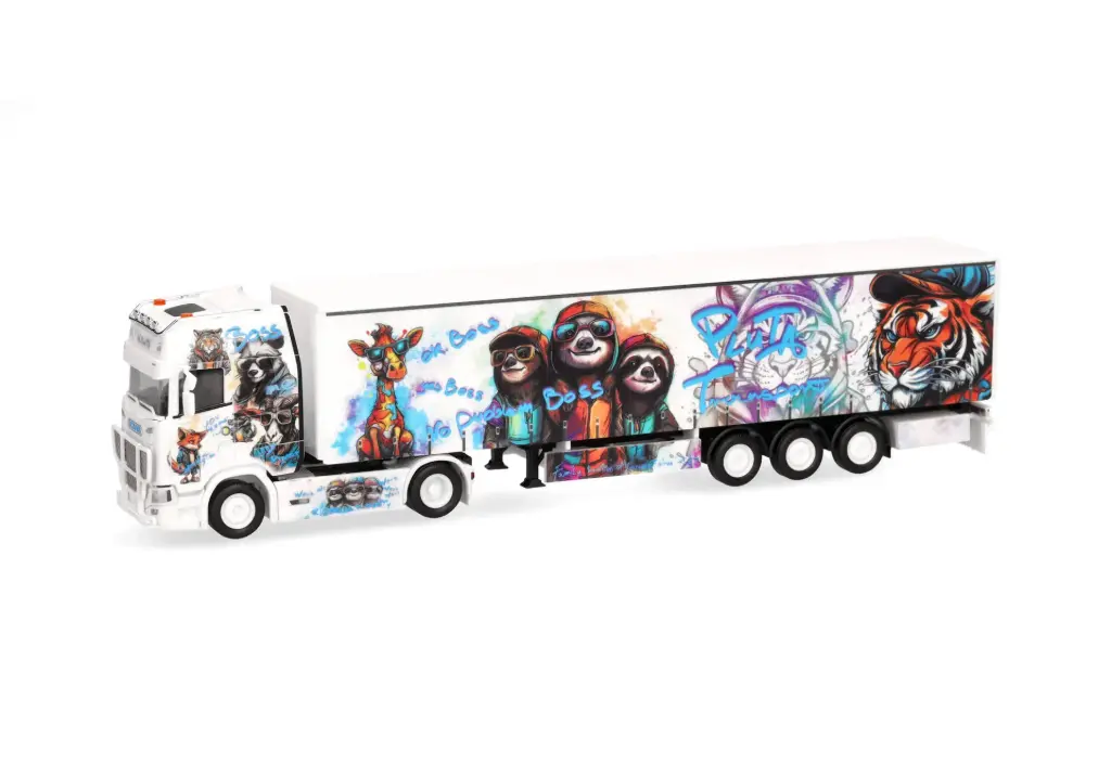Herpa : Scania CS 20 HD curtain canvas semitrailer truck "Pluta Transport" (Poland) 