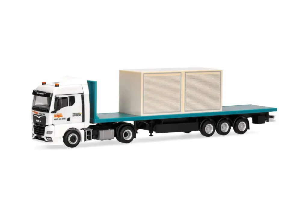 Herpa : MAN TGX GM flat bed semitrailer truck with 10ft box "Circus Krone" 