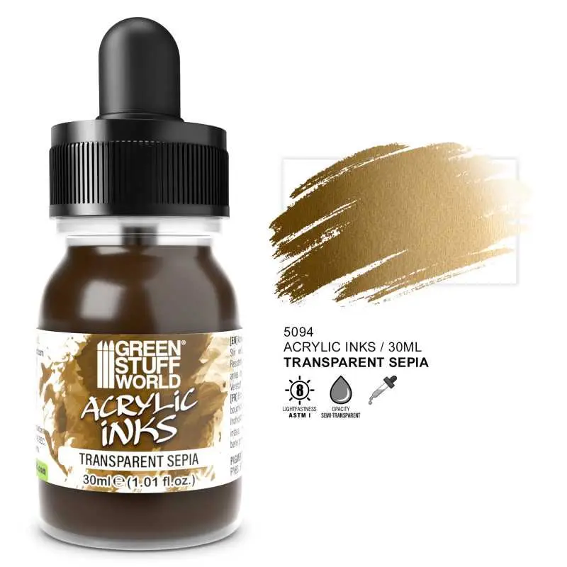 [GSW 5094] Green Stuff : Encre semi-transparente Sepia │ Acrylic Inks