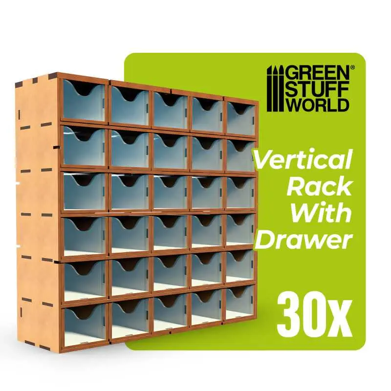[GSW 12808] Green Stuff : Support vertical en MDF avec 30 tiroirs  │ Modular Set 