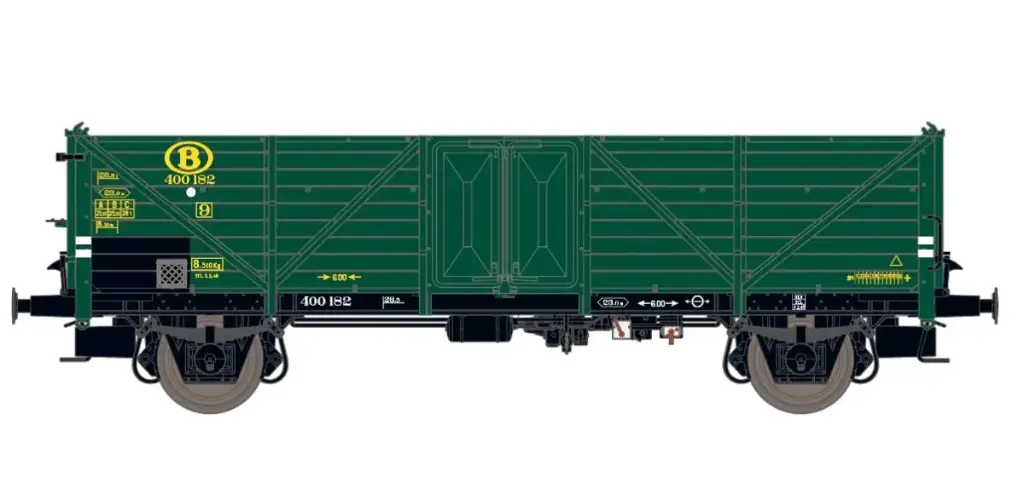 Exact-Train : Wagon Tombereau Vert n°400182 SNCB-NMBS