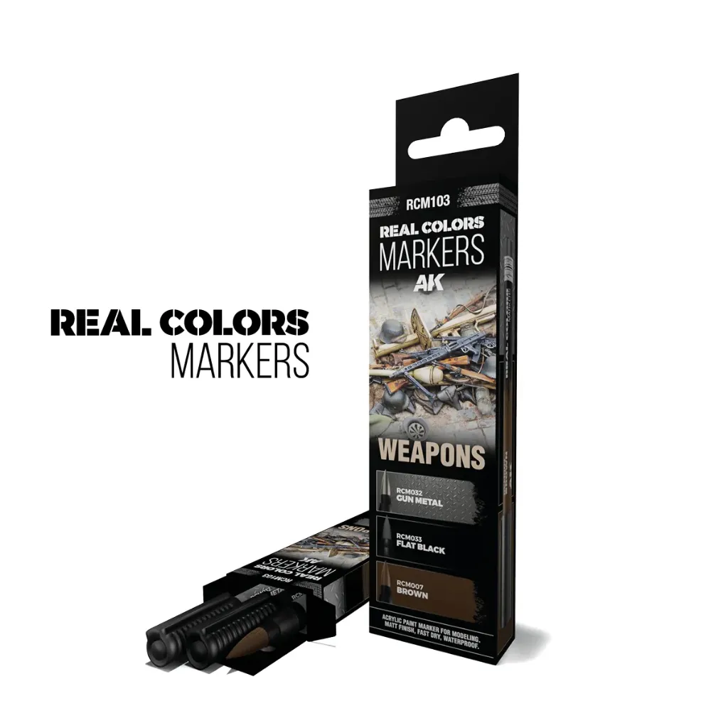 [AK RCM103] AK Interactive : Set de Marqueurs Peinture Acrylique Armes & Équipements - Weapons │ Ref. RCM103
