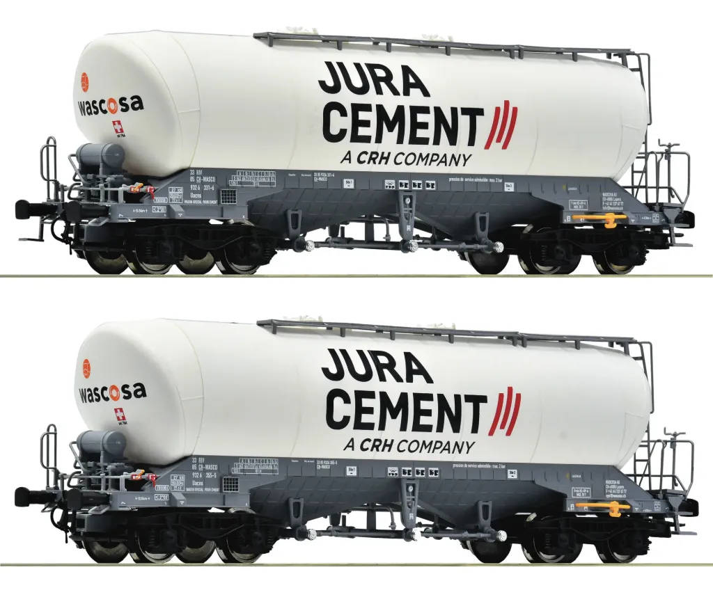 Roco : Wagon Silo Uacns Jura cement DC Epoque VI SBB Wascosa 2pcs