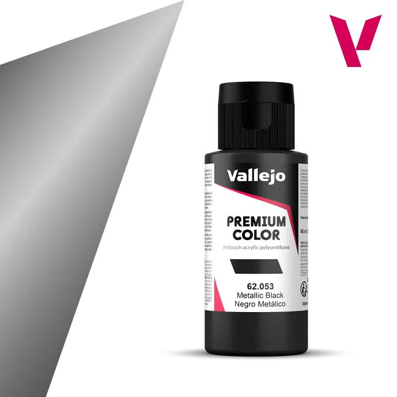 [VAL 62.053] Vallejo Premium : Metallic Black (Peinture Acrylique Polyuréthane) (60ml) │ Ref. 62.053