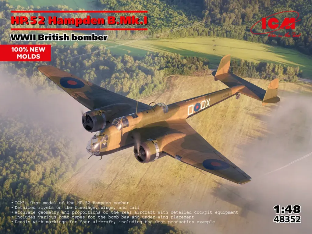 [ICM 48352] ICM : HP.52 Hampden B.Mk.I │ WW II British Bomber