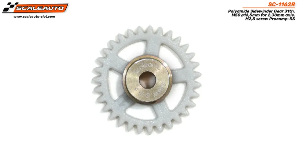 Scaleauto : Couronne 31d. Sidewinder M50 ø16,5mm Procomp-RS polyamide para Eje 2.38mm y Tornillo M2,5