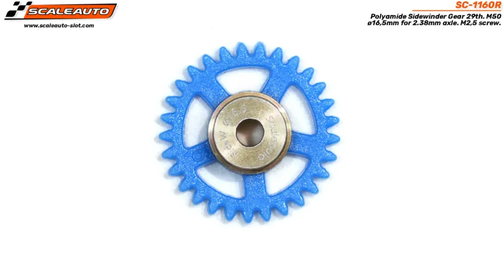 [SCT SC-1160R] Scaleauto : Couronne 29d. Sidewinder M50 ø16,5mm Procomp-RS Polyamide para eje 2.38mm y Tornillo M2,5
