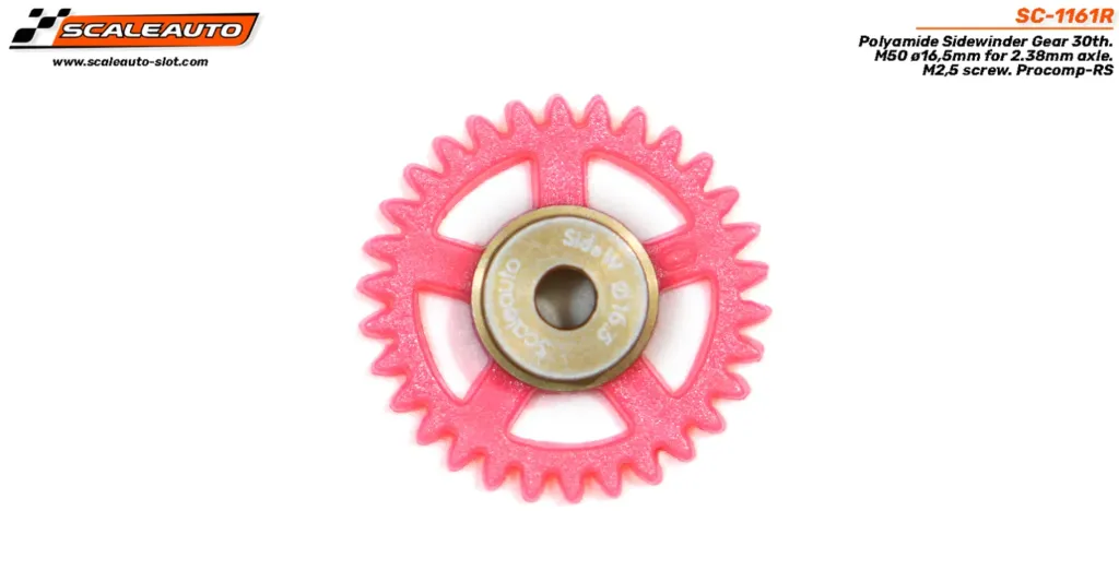 [SCT SC-1161R] Scaleauto : Couronne 30d Sidewinder  M50 ø16,5mm for 2.38mm axle. M2,5 screw. Procomp-RS
