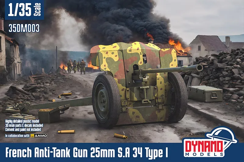 [DYM 35DM003] Dynamo : French Anti-Tank Gun 25mm S.A 34 Type I Standard edition