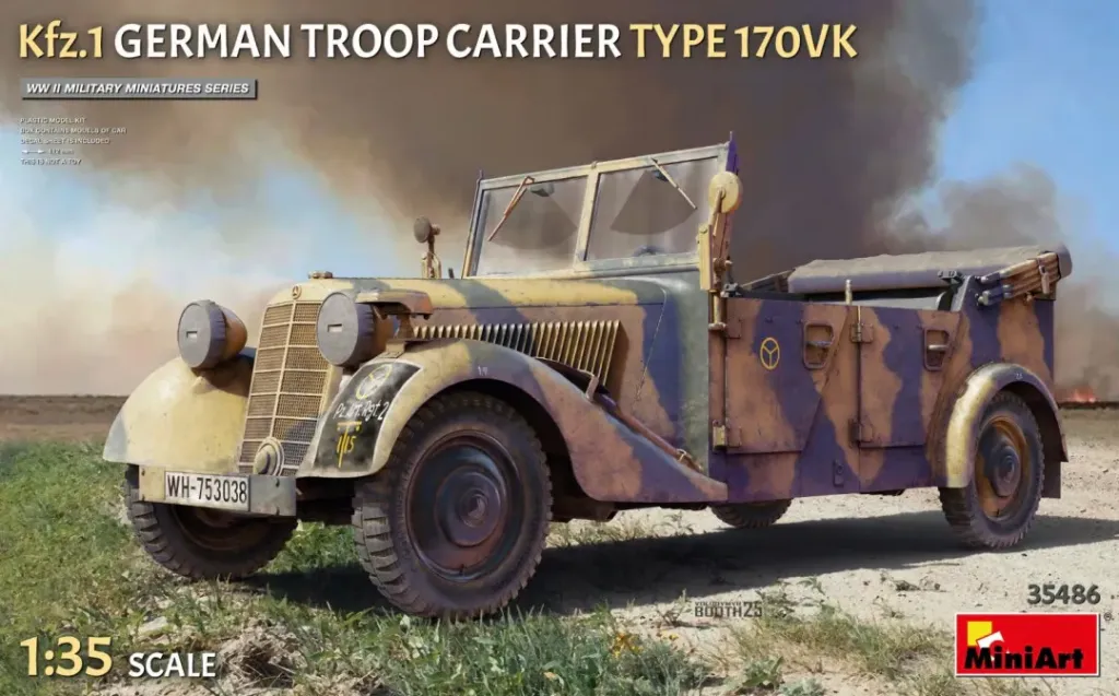 [MNT 35486] MiniArt : Kfz.1 German Troop Carrier Type 170VK • WWII Military Miniatures Series